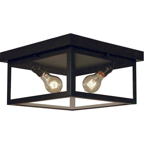 Vintage 2 Light 12 inch Pewter Flush Mount Ceiling Light in White Opalescent