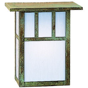 Huntington 1 Light 7.25 inch Verdigris Patina Wall Mount Wall Light in White Opalescent, Double T-Bar Overlay