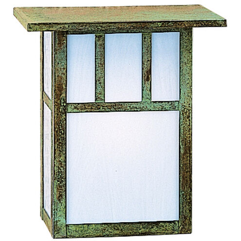 Huntington 1 Light 7.25 inch Verdigris Patina Wall Mount Wall Light in White Opalescent, Double T-Bar Overlay