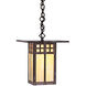 Glasgow 1 Light 9 inch Mission Brown Pendant Ceiling Light in Gold White Iridescent