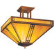 Prairie 4 Light 18.12 inch Verdigris Patina Semi-Flush Mount Ceiling Light in Off White