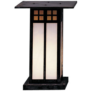 Glasgow 1 Light 12.75 inch Mission Brown Column Mount in Gold White Iridescent and White Opalescent