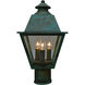 Inverness 3 Light 13 inch Verdigris Patina Post Mount in Rain Mist
