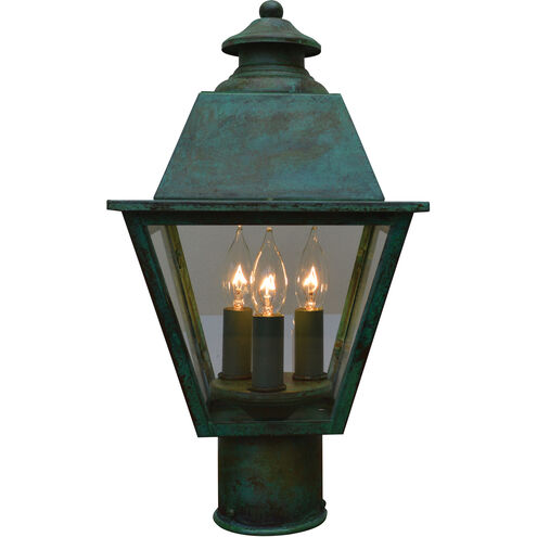 Inverness 3 Light 13 inch Verdigris Patina Post Mount in Rain Mist
