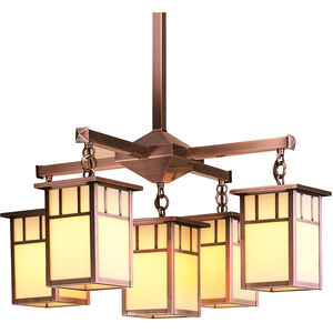 Huntington 5 Light 23.5 inch Antique Copper Chandelier Ceiling Light in Cream, Double T-Bar Overlay
