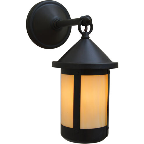 Berkeley 1 Light 12.5 inch Rustic Brown Outdoor Wall Mount in White Opalescent