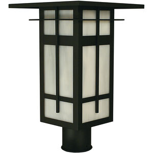 Finsbury 1 Light 12 inch Rustic Brown Post Mount in Almond Mica