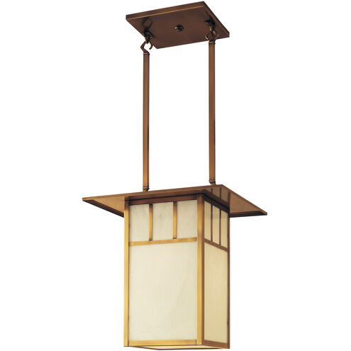 Huntington 2 Light 14 inch Mission Brown Pendant Ceiling Light in Almond Mica, Double T-Bar Overlay