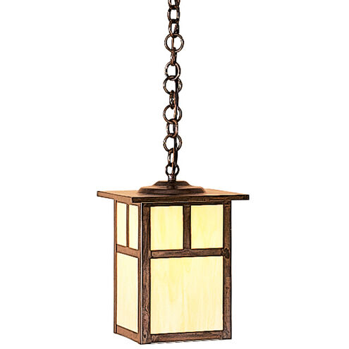 Mission 1 Light 7.25 inch Antique Brass Pendant Ceiling Light in Off White, T-Bar Overlay