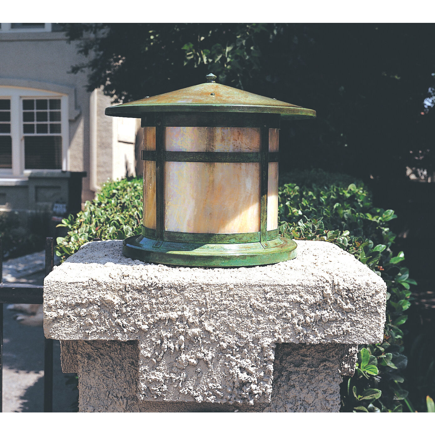 Berkeley 1 Light 12 inch Rustic Brown Column Mount in Gold White Iridescent