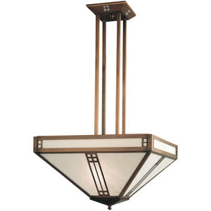 Prairie 4 Light 18.12 inch Antique Copper Pendant Ceiling Light in White Opalescent
