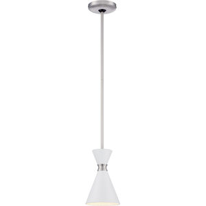 Conic 1 Light 5.5 inch Glitter Gloss White Mini Pendant Ceiling Light