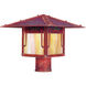 Pagoda 1 Light 11 inch Antique Copper Post Mount in Green-Red-Gold White Iridescent