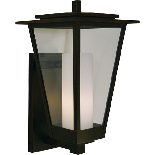 Brighton 1 Light 18 inch Antique Copper Outdoor Wall Mount in Clear with White Inner Cylinder