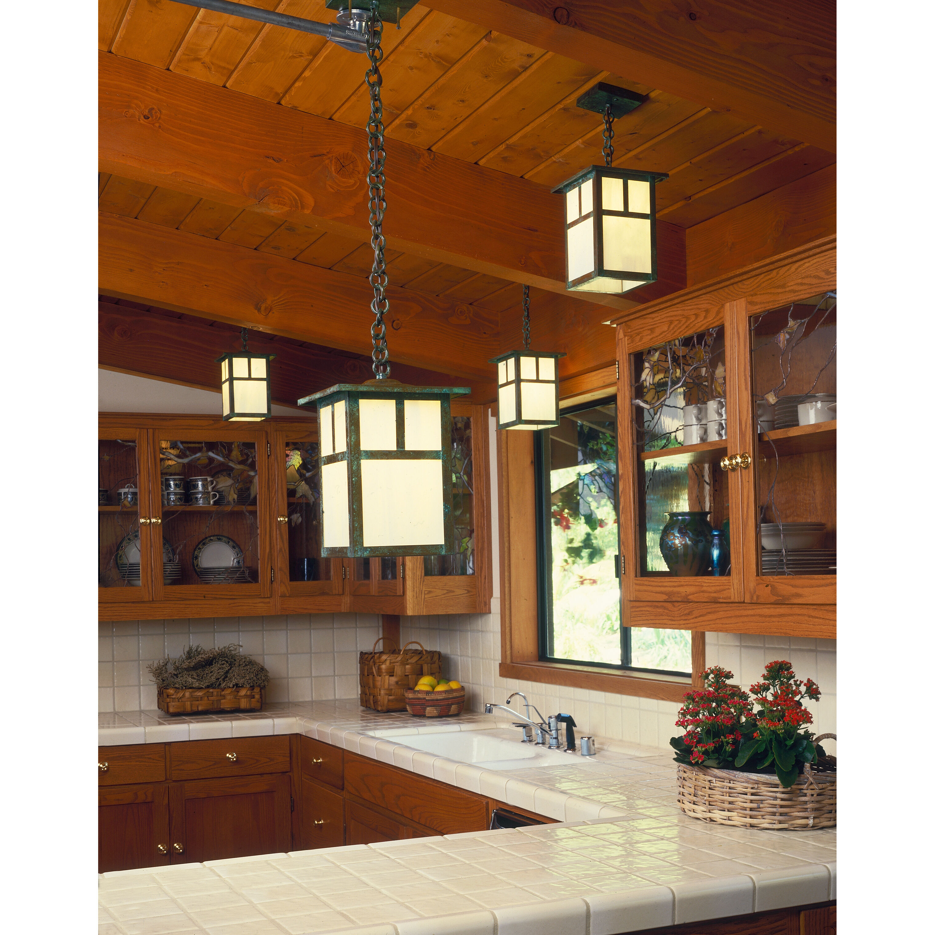 Mission 1 Light 7.25 inch Pewter Pendant Ceiling Light in Gold White Iridescent, T-Bar Overlay