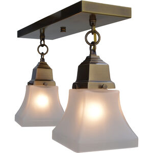 Ruskin 2 Light 15 inch Mission Brown Flush Mount Ceiling Light, Glass Sold Separately