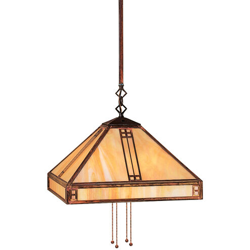Prairie 4 Light 15 inch Raw Copper Pendant Ceiling Light in Amber Mica