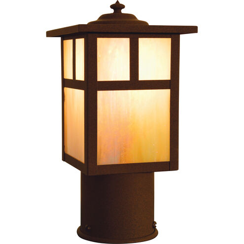 Mission 1 Light 6.75 inch Antique Copper Post Mount in Clear Seedy, Empty
