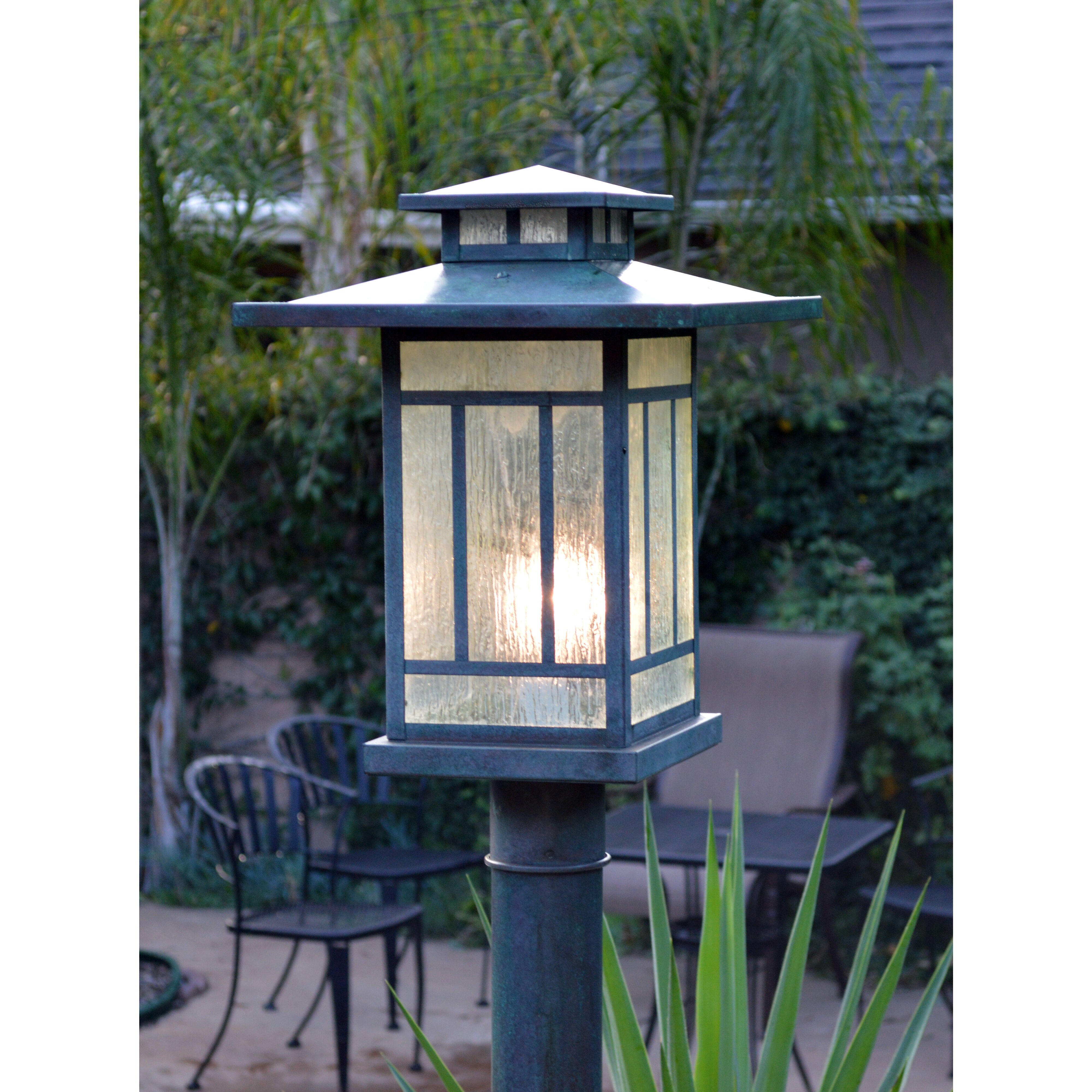 Kennebec 1 Light 15.62 inch Rustic Brown Post Mount in Clear Seedy