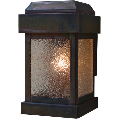 Sydney 1 Light 12 inch Antique Copper Outdoor Wall Lantern in Dew Drop