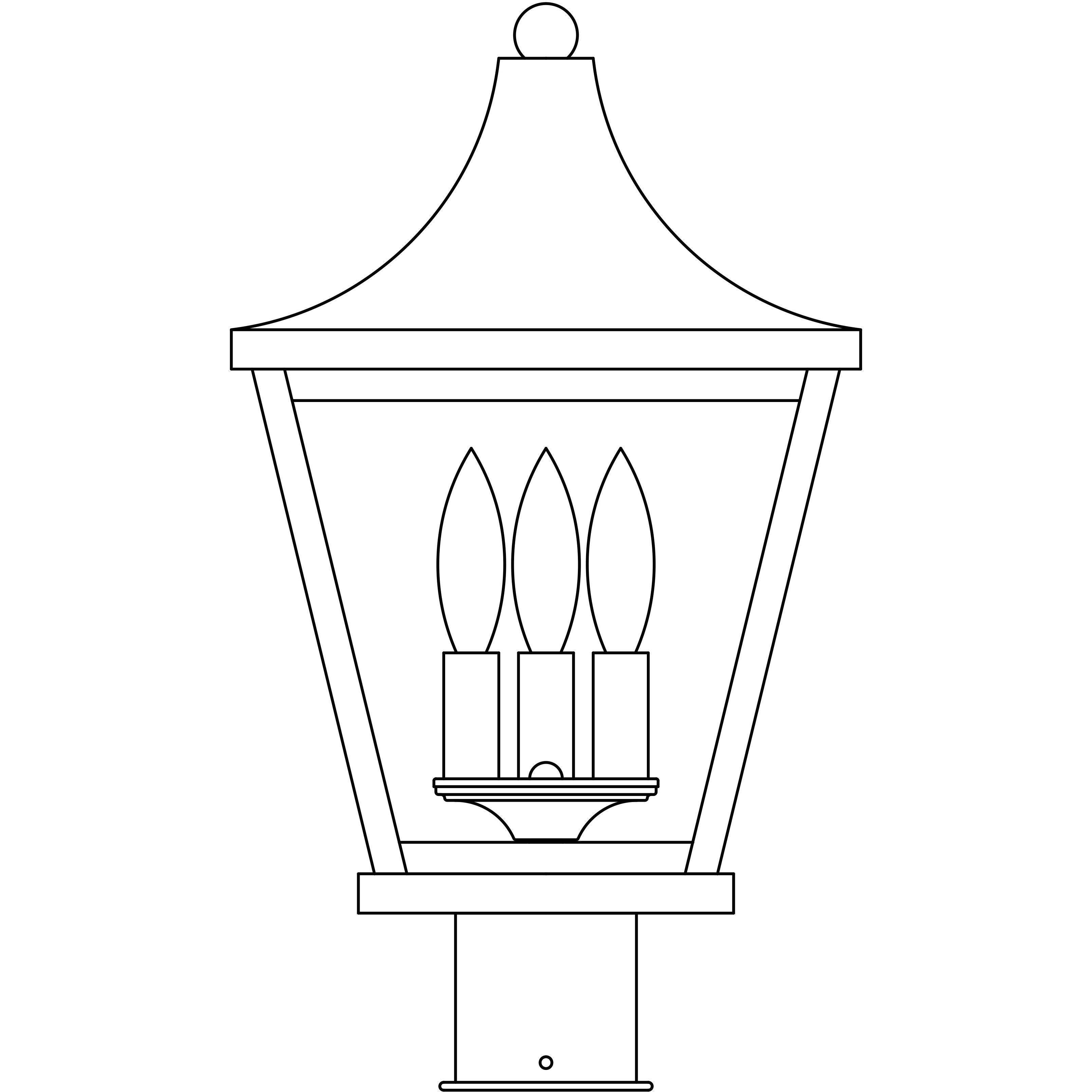 Nantes 3 Light 14.5 inch Mission Brown Post Mount in Clear