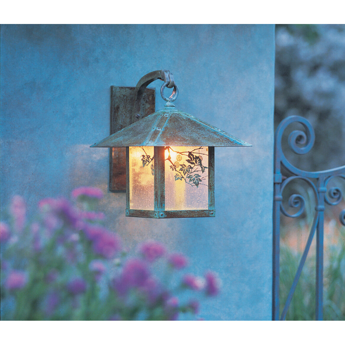 Evergreen 1 Light 12 inch Verdigris Patina Wall Mount Wall Light in Clear Seedy, Sycamore Filigree