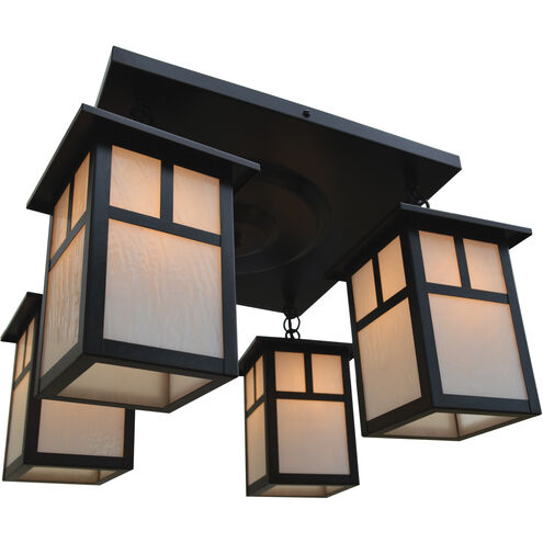 Mission 4 Light 18 inch Mission Brown Flush Mount Ceiling Light in Cream, Empty