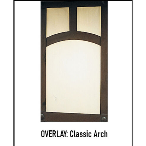 Evergreen 1 Light 7.75 inch Mission Brown Post Mount in Amber Mica, Classic Arch Overlay