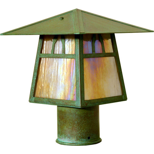 Carmel 1 Light 6.5 inch Mission Brown Post Mount in Amber Mica, Empty