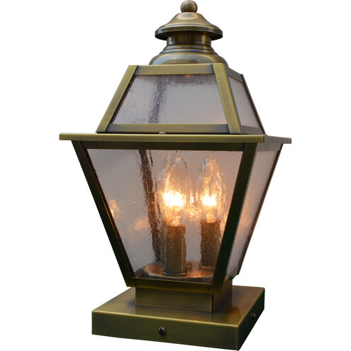Inverness 3 Light 15 inch Verdigris Patina Column Mount in Clear Seedy