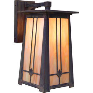 Aberdeen 1 Light 17 inch Mission Brown Outdoor Wall Mount in Almond Mica