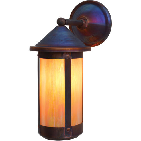Berkeley 1 Light 17 inch Verdigris Patina Outdoor Wall Mount in Gold White Iridescent