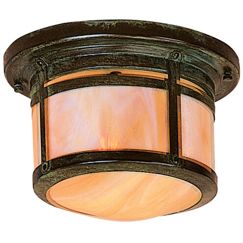 Berkeley 1 Light 9.88 inch Verdigris Patina Flush Mount Ceiling Light in White Opalescent