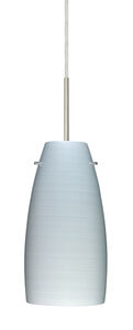 Tao 1 Light Satin Nickel Pendant Ceiling Light in Chalk Glass, Incandescent