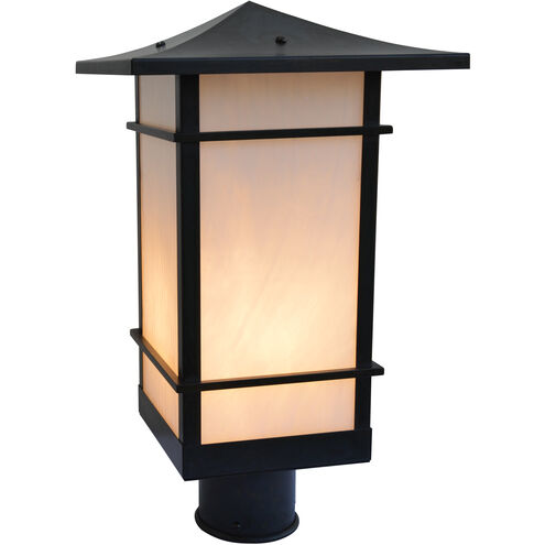 Katsura 1 Light 11 inch Antique Brass Post Mount in Gold White Iridescent