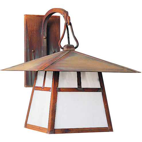 Carmel 1 Light 14.38 inch Verdigris Patina Outdoor Wall Mount in Tan, Dart Overlay