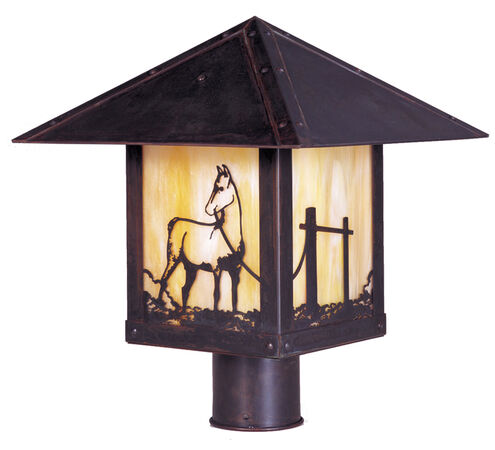 Timber Ridge 1 Light 12 inch Bronze Post Mount in Gold White Iridescent