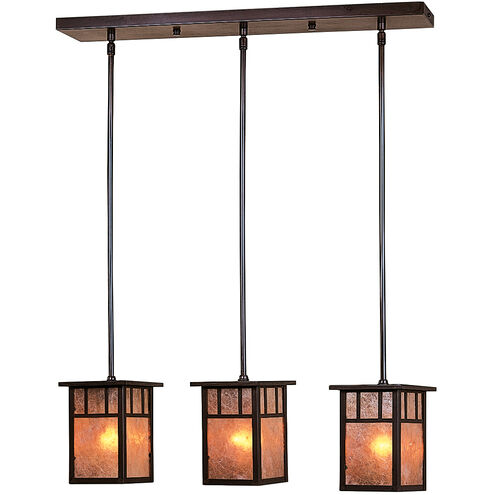 Huntington 3 Light 24 inch Bronze Pendant Ceiling Light in Almond Mica, Double T-Bar Overlay