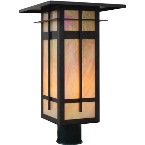 Finsbury 1 Light 15 inch Rustic Brown Post Mount in Clear Seedy