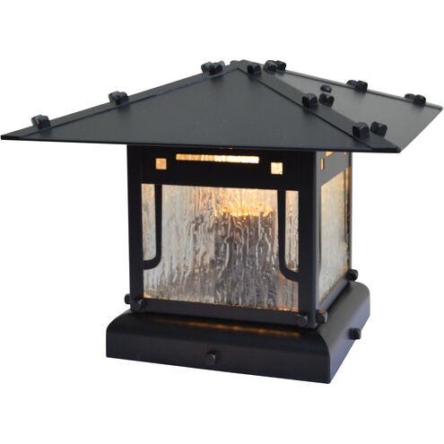 Pagoda 1 Light 7.5 inch Rustic Brown Column Mount in Green-Red-Gold White Iridescent