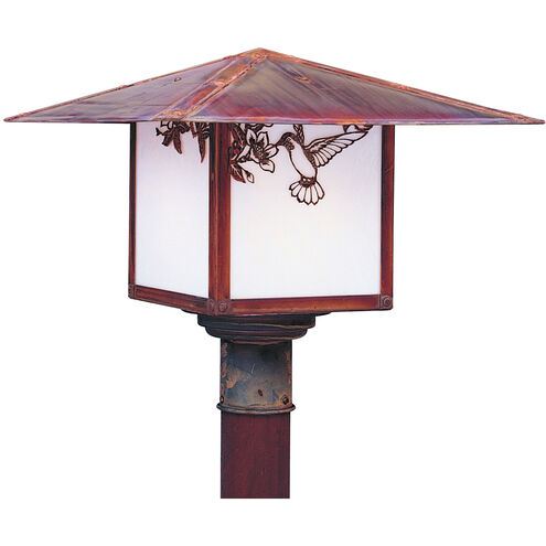 Monterey 1 Light 11 inch Antique Brass Post Mount in Gold White Iridescent, Pine Needle Filigree