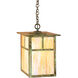 Mission 1 Light 15 inch Antique Brass Pendant Ceiling Light in Almond Mica, Empty