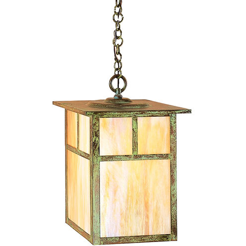Mission 1 Light 15 inch Antique Brass Pendant Ceiling Light in Almond Mica, Empty
