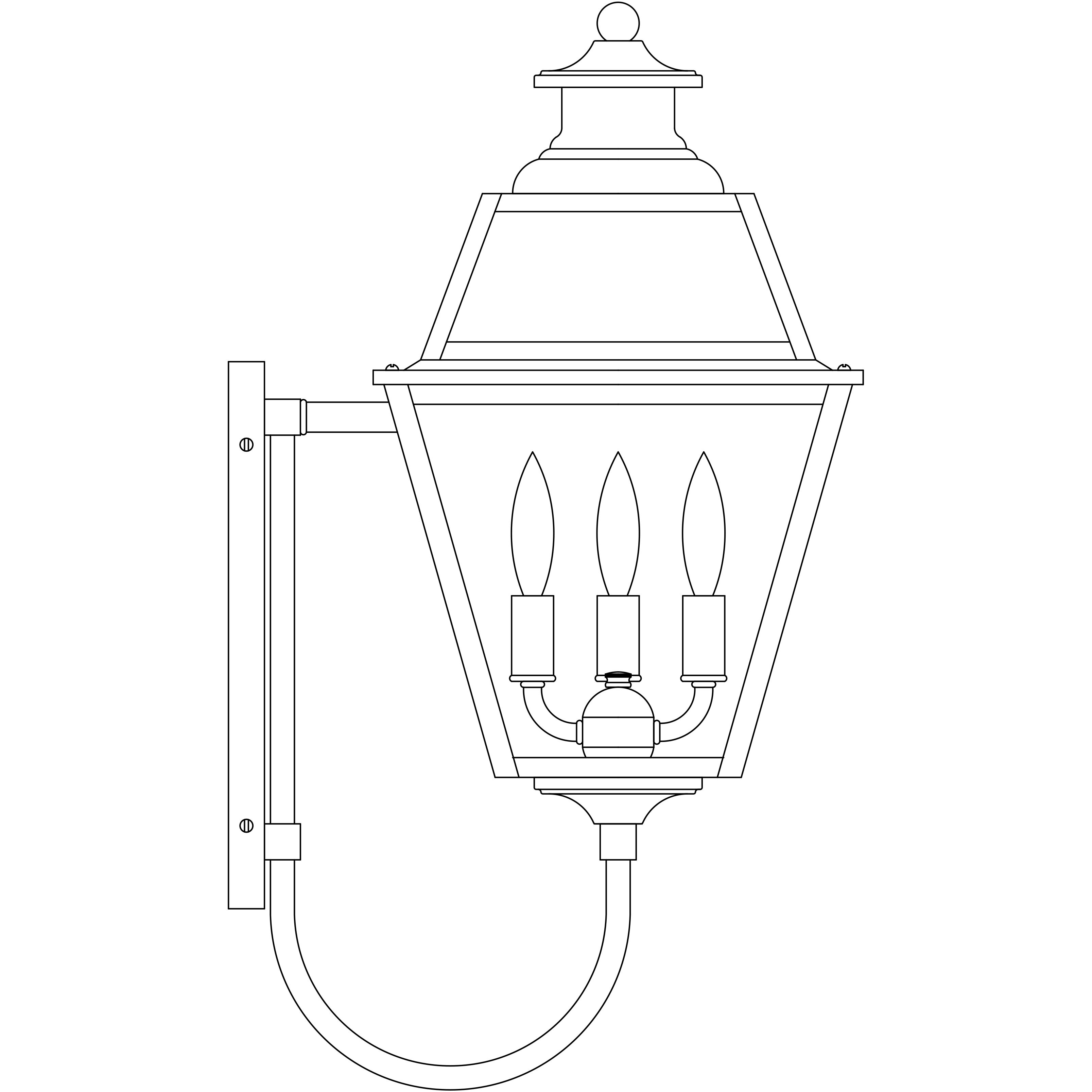 Inverness 3 Light 23 inch Raw Copper Outdoor Wall Mount in Clear