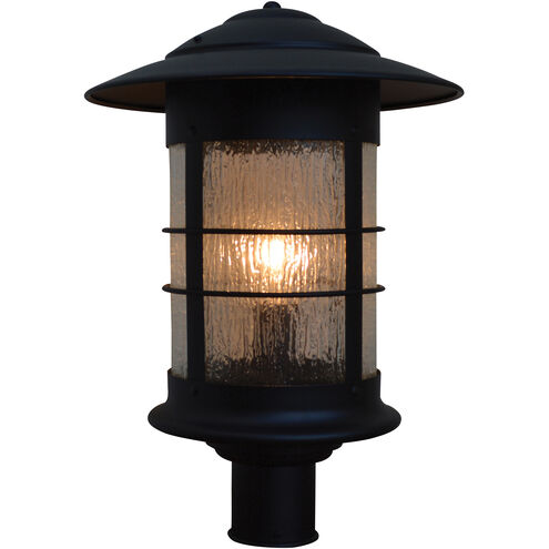 Newport 1 Light 20 inch Satin Black Post Mount in Almond Mica