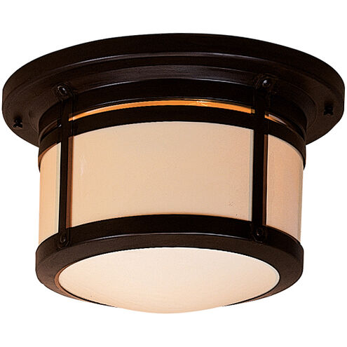 Berkeley 2 Light 13.75 inch Satin Black Flush Mount Ceiling Light in White Opalescent
