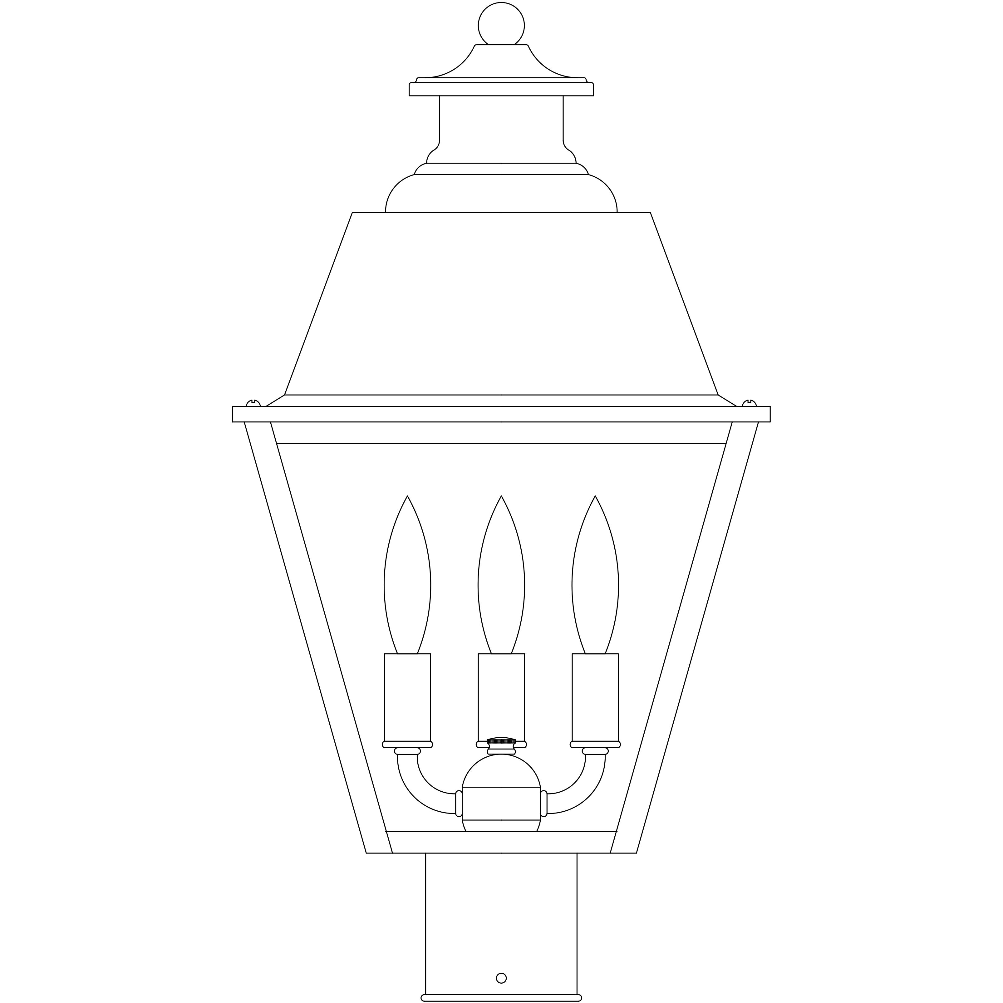 Inverness 3 Light 16 inch Raw Copper Post Mount in Clear Seedy