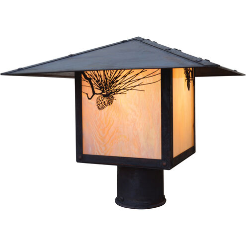 Monterey 1 Light 8 inch Antique Copper Post Mount in Gold White Iridescent, Sycamore Filigree