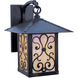 Timber Ridge 1 Light 15 inch Satin Black Outdoor Wall Mount in Off White, Ashbury Filigree