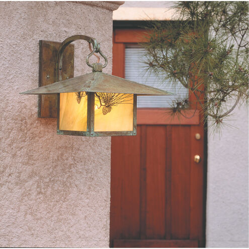 Monterey 1 Light 14.25 inch Verdigris Patina Outdoor Wall Mount in Rain Mist, Hummingbird Filigree